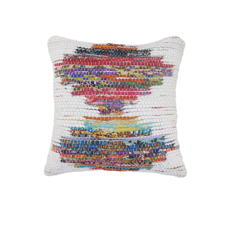 Chindi Handmade Geometric Multicolor 100% Cotton Throw Pillow Cover