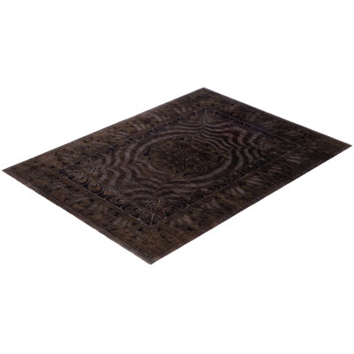Tapis gris en laine noué à la main de style moderne et contemporain Chapoint 9 pi 1 po x 11 pi 9 po