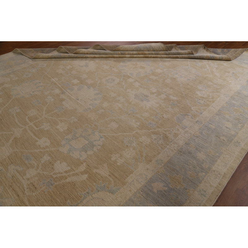 Tapis oriental à motif végétal Oushak fabriqué à la main 9 x 12