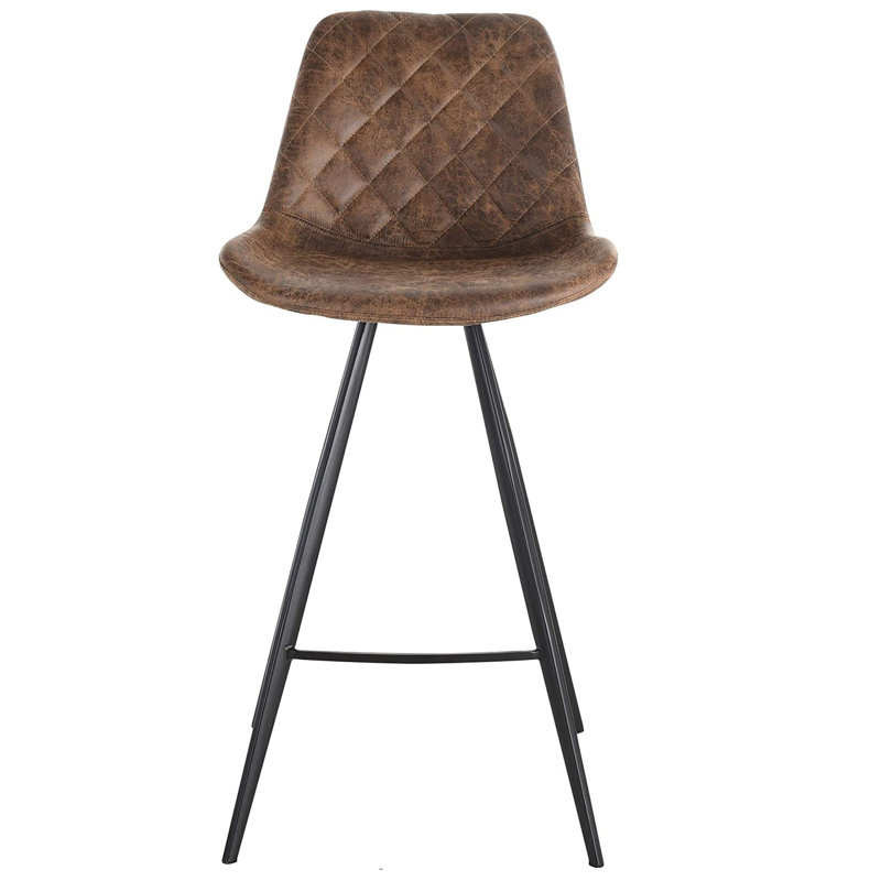 Gully Upholstered Counter Stool with Metal Frame, Brown