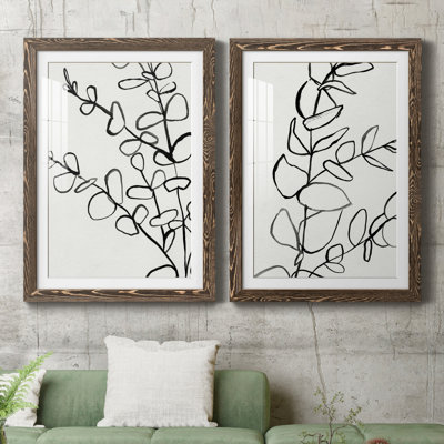 Sprig Contour I - ensemble de 2 reproductions d'art sur papier encadré