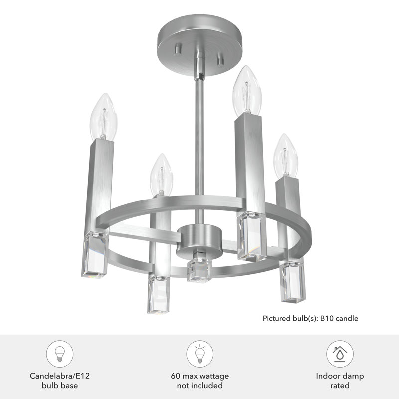 Hunter Sunjai 4 Light Semi-Flush Ceiling Light Fixture, Brushed Nickel