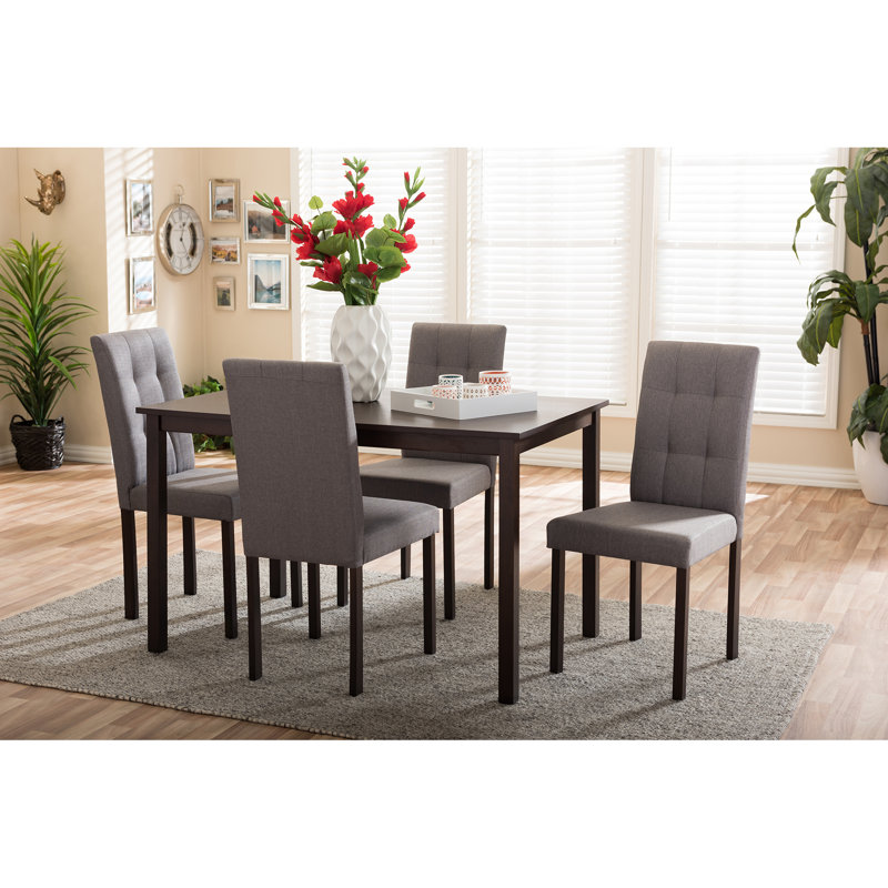 4 - Person Solid Wood Top Four Leg Dining Set, Gray