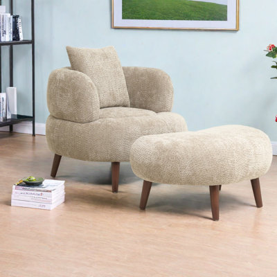 Chaises d'appoint modernes, chaise chenille en chameau de 36 pouces avec repose-pieds pour la maison