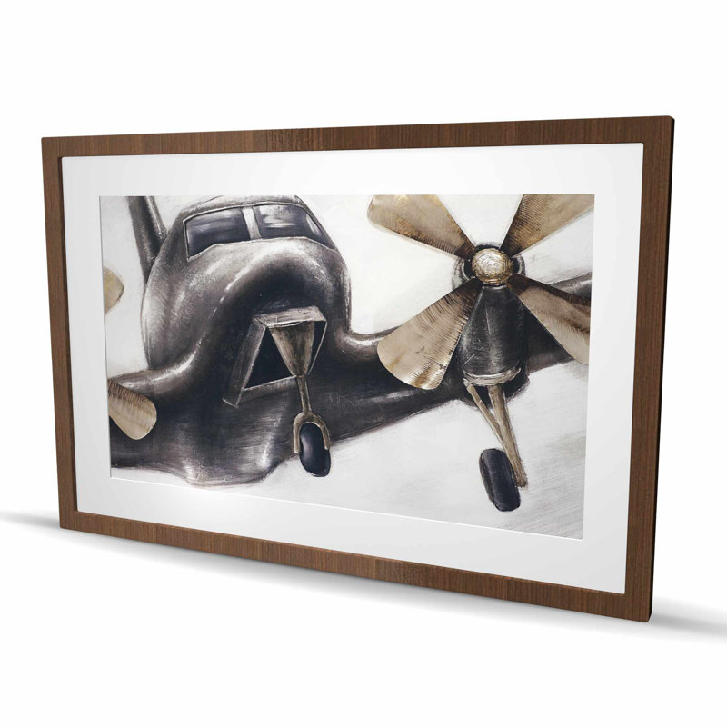 Avion rétro en vol | Reproduction encadrée matte pour la décoration