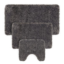 3 Piece Rock Memory Foam Bathroom Mat Set Flannel Embossed Rug Mat Toilet  Lid Cover 19 Long Bathroom Rugs Extra Small Bath Mats for Bathroom Toilet