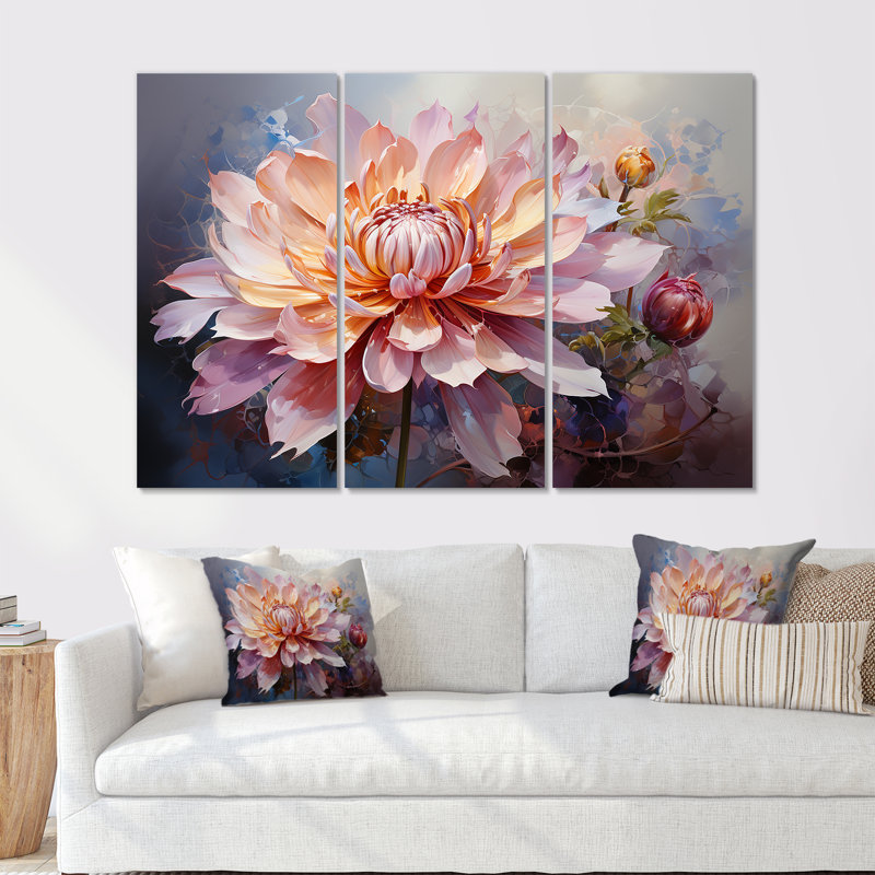 Fleurs de lotus de la pureté - ensemble d'art mural lotus, Toile tendue, H 28 po x l 36 po x P 1 po