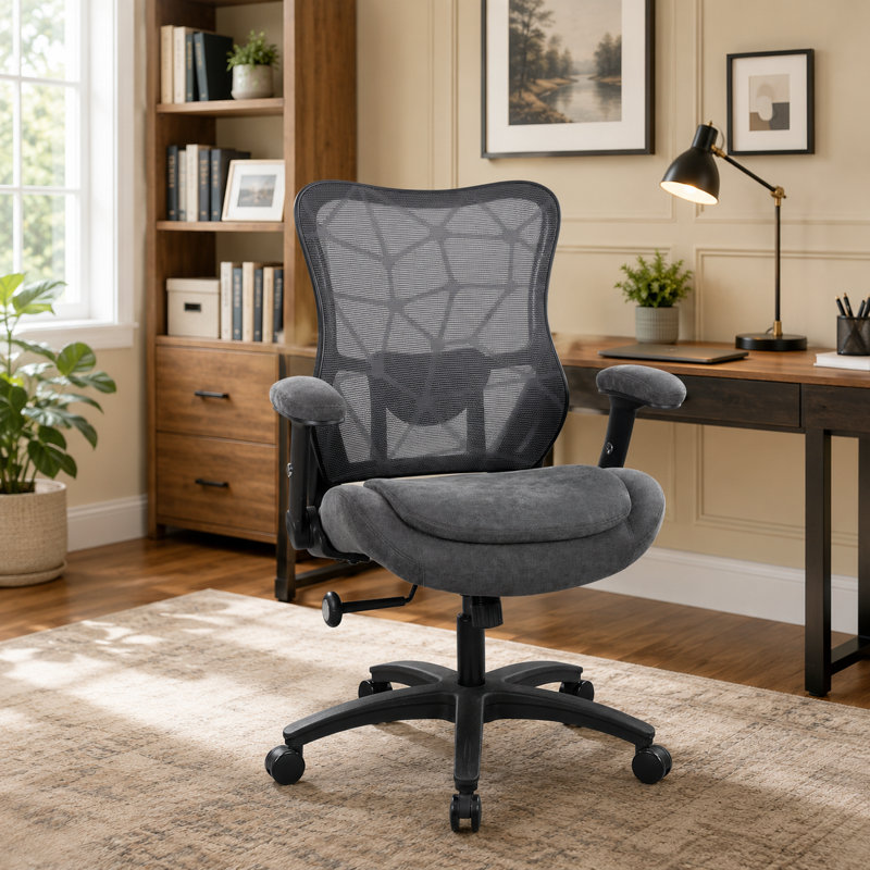 Dark Gray Heavy-Duty Big and Tall Ergonomic Mesh Chair, 500LBS Capacity, 24-Inch Extra Wide Seat, Flip-Up Arms and Lumbar Support