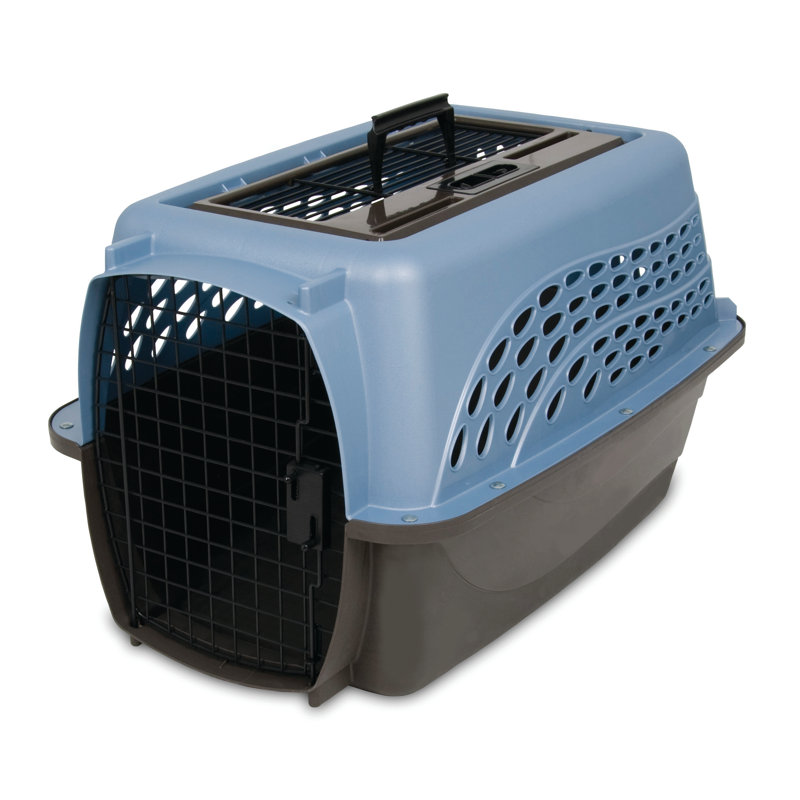 Small Airline Approved Blue and Black Plastic Pet Carrier