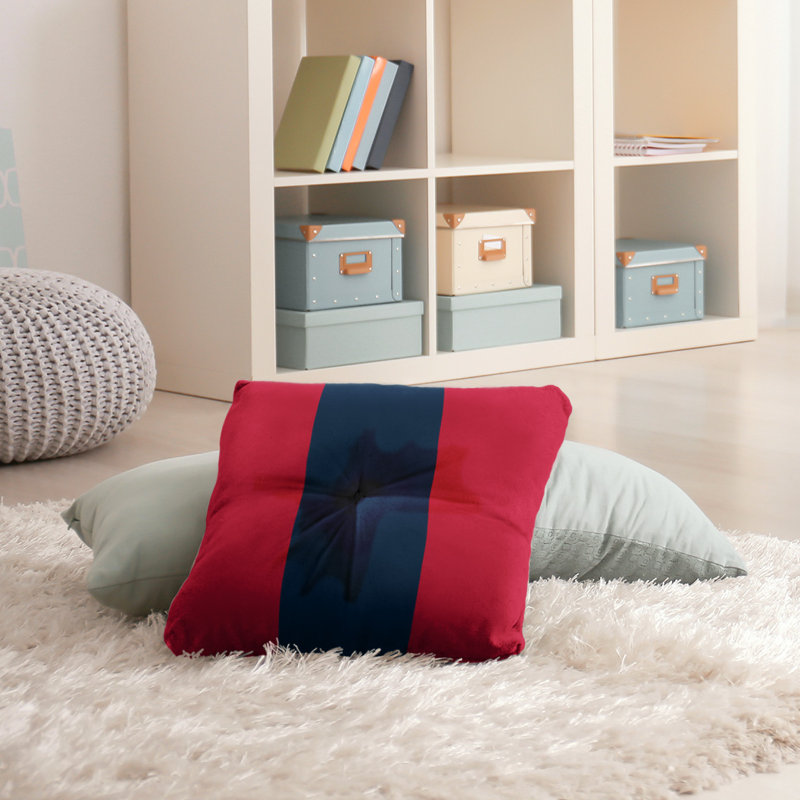  Coussin de sol touffeté, 30 po x 30 po, Rouge / Bleu