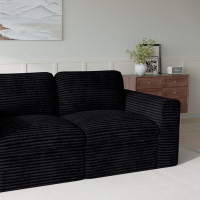 Wide Plush Corduroy Compression Boneless Sofa Corner Seat Module, Left Seat, Right Seat