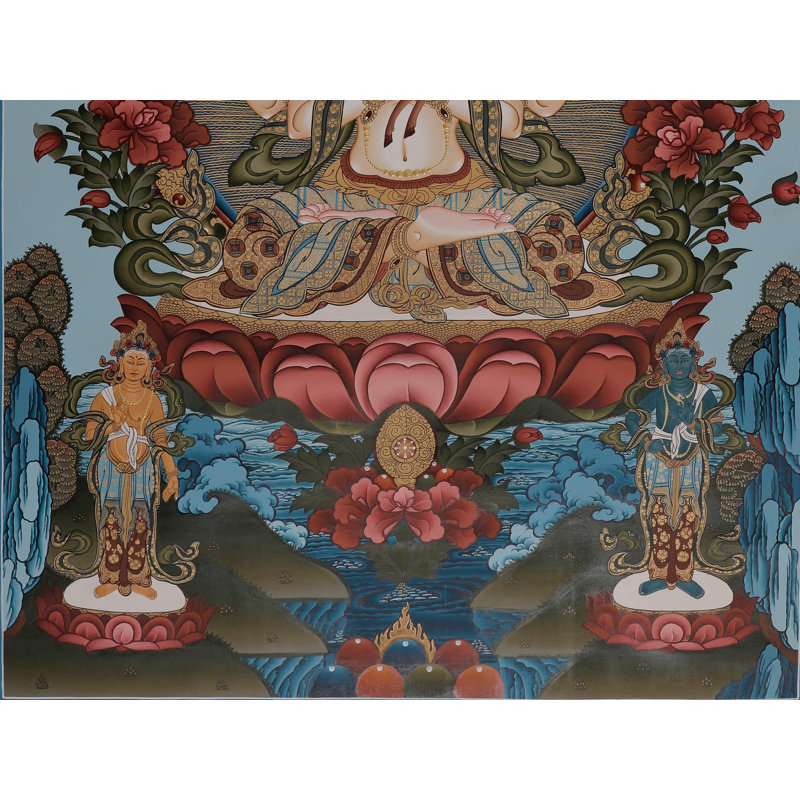 Lord Kharchari Thangka sans brocart | Art mural bouddhiste Mahakala à six bras peint à la main | Décoration de méditation protectrice