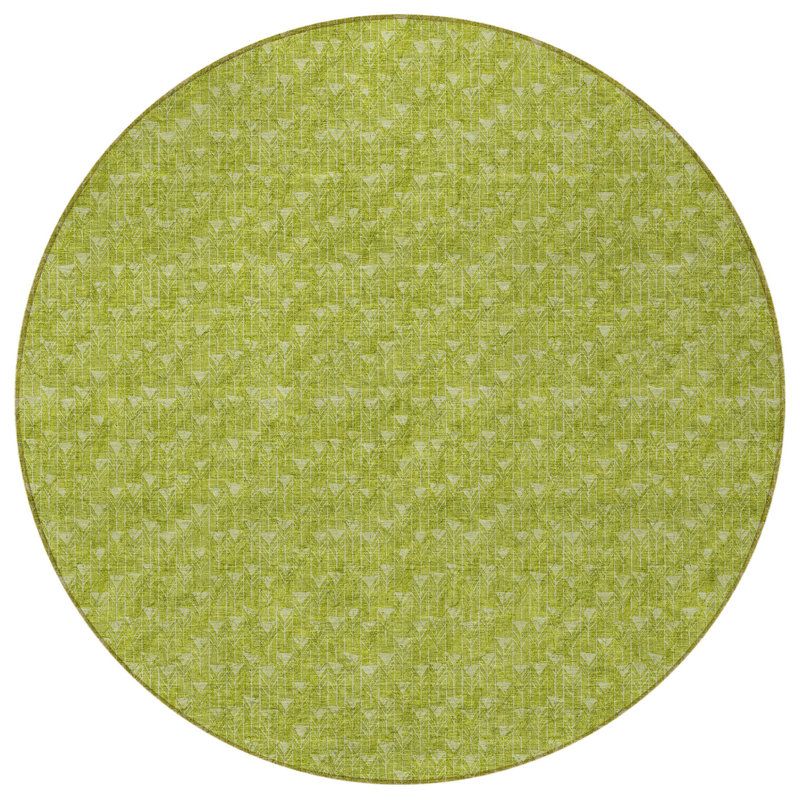 Tapis d'intérieur rond 8 po rond vert géométrique lavable antidérapant