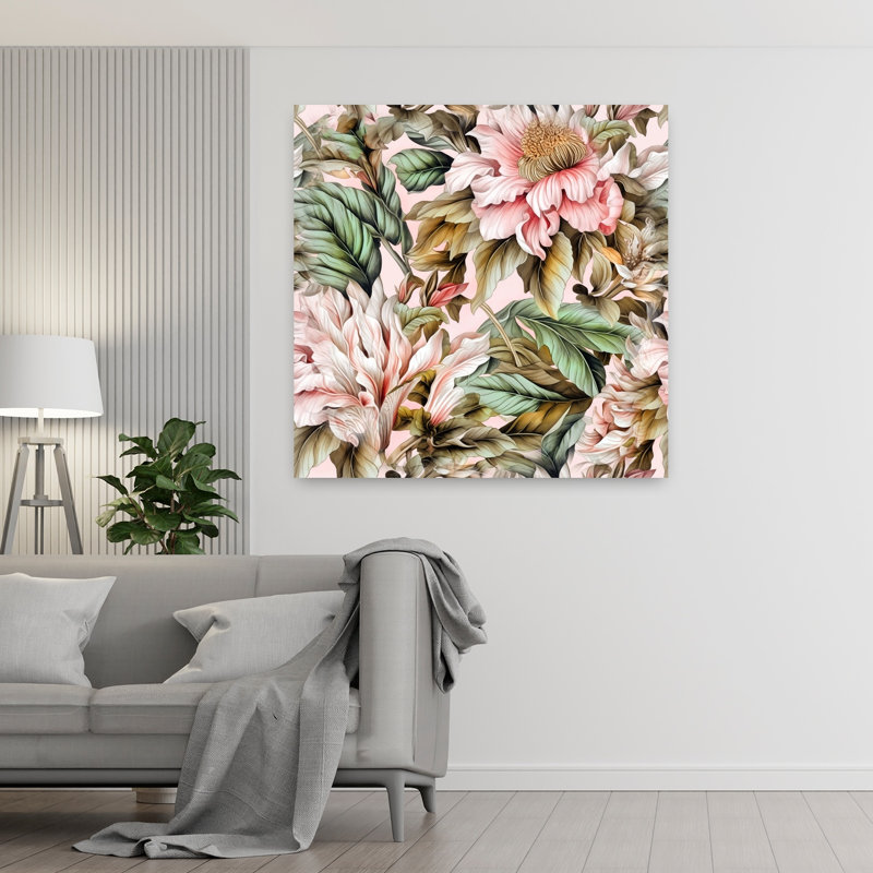 Art contemporain, art abstrait fleur naturelle, H 48 po x l 48 po