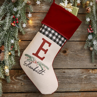 Chaussette de Noël festive à feuillage personnalisé