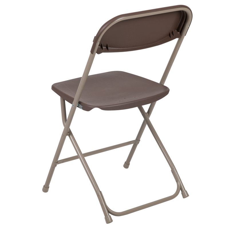 Hercules Series Plastic Folding Chair - 650LB Weight Capacity, Brown/Gray