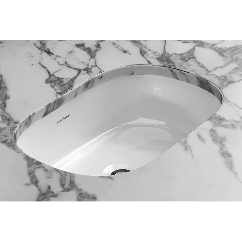 Barcelona 22" x 15" Undermount Oval Lavatory Sink, Gloss White