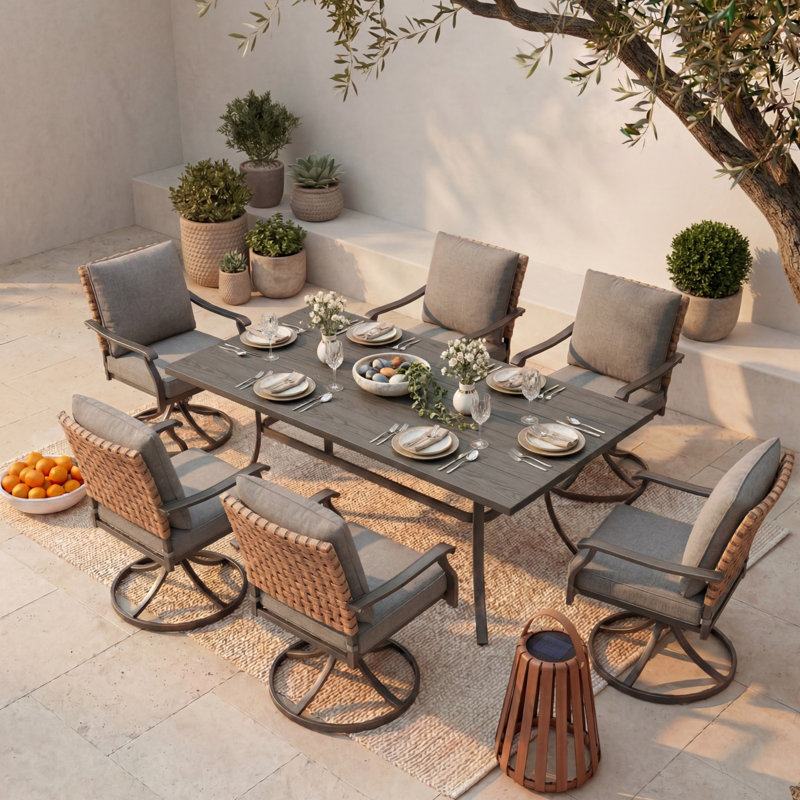 Ensemble repas 7 pièces Tansi, Gris foncé