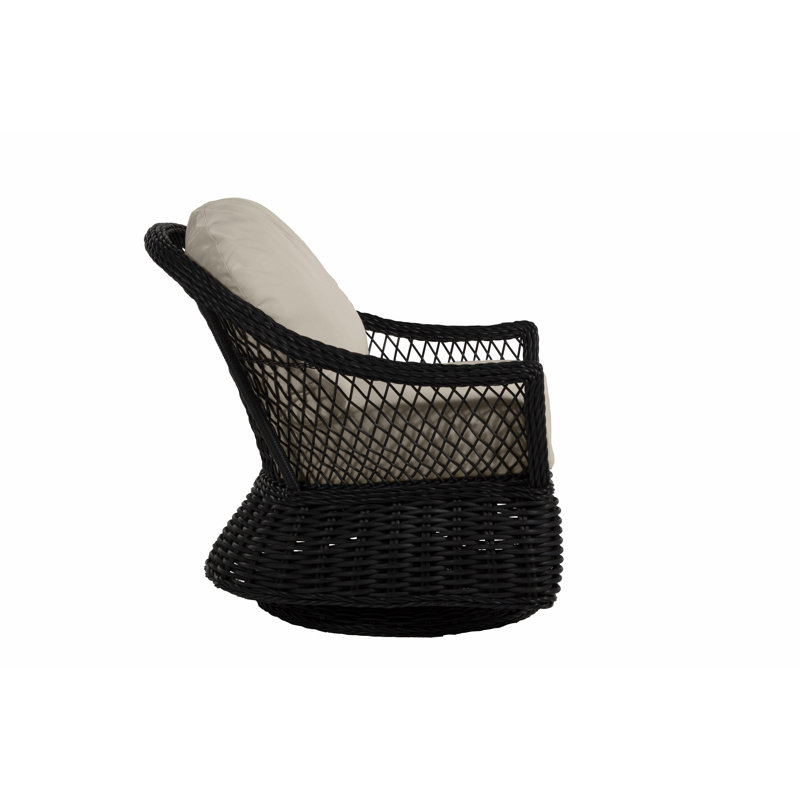 Soho Swivel Glider Chair with Cushions, Dove Sunbrella® Linen, Raffia, Welt
