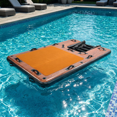 Tapis de quai flottant antidérapant 5 pi x 8 pi avec corde de remorquage et sac de rangement
