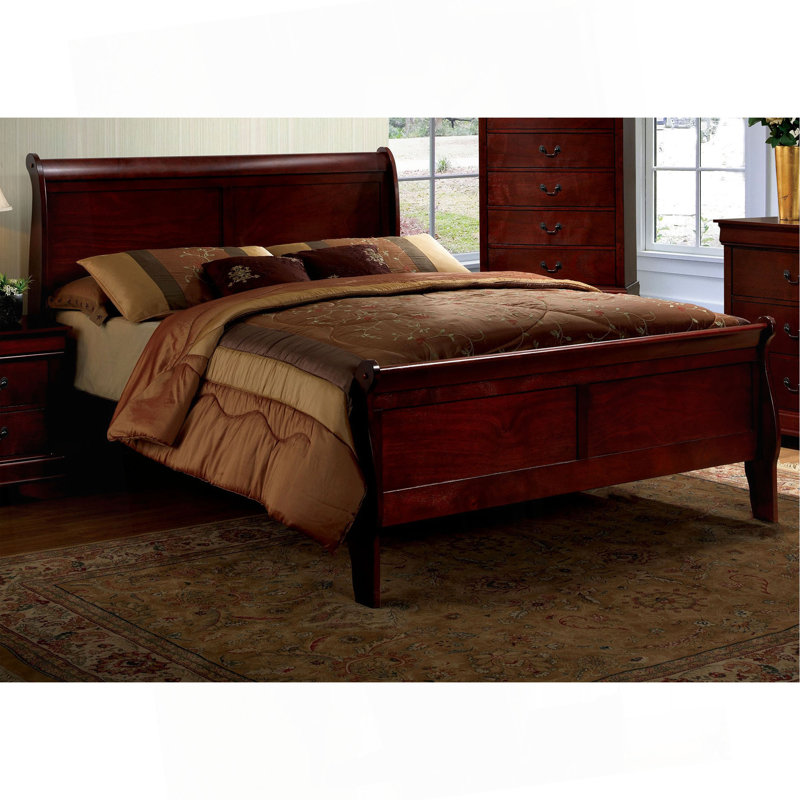 Lit Louis Phillipe lit en bois massif 1pc, Cerisier, Lit simple