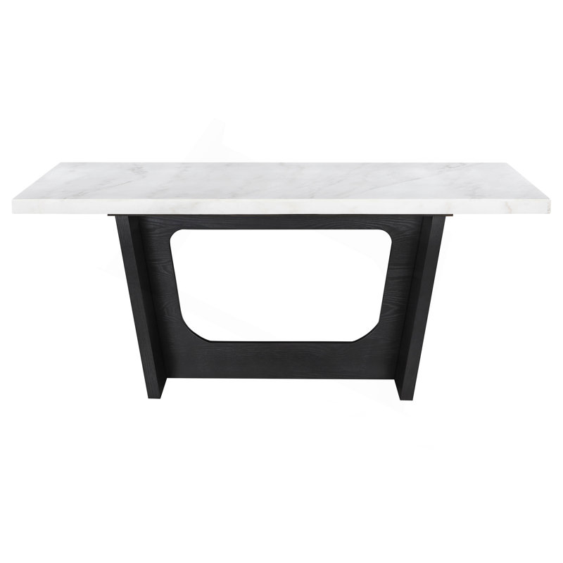 Maroney Rustic Espresso Marble Top Dining Table