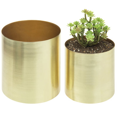 Jaspal Brushed Brass Plated Pot Planter Indoor