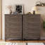 Commode classique à 6 tiroirs, grande commode en bois avec pieds fuselés, finition café clair rétro, armoire de rangement robuste pour la chambre à coucher et le salon, gris clair-1164603488