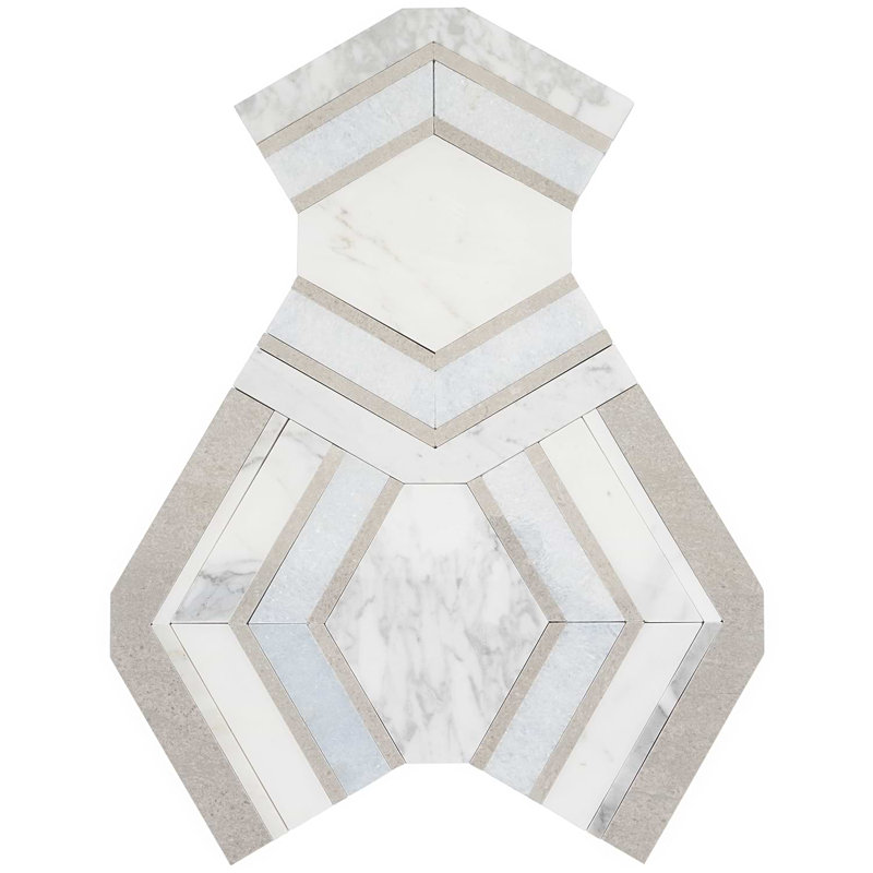 Mezzo 11x18 Polished Calacatta Marble Mosaic Tile, Dolce Polished