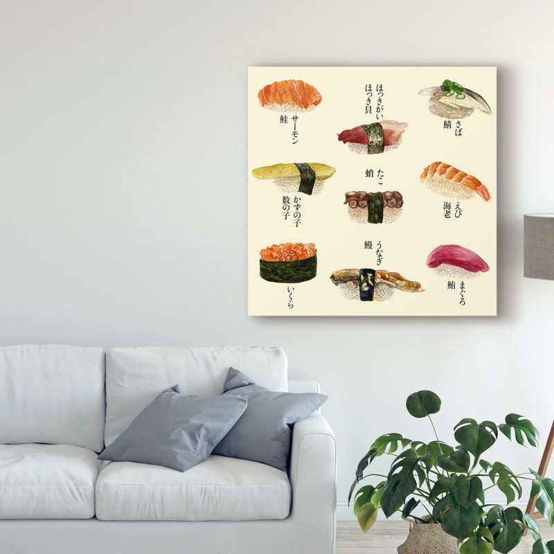 « sushi i », reproduction d’impression sur toile tendue, H 14 po x l 14 po x P 2 po