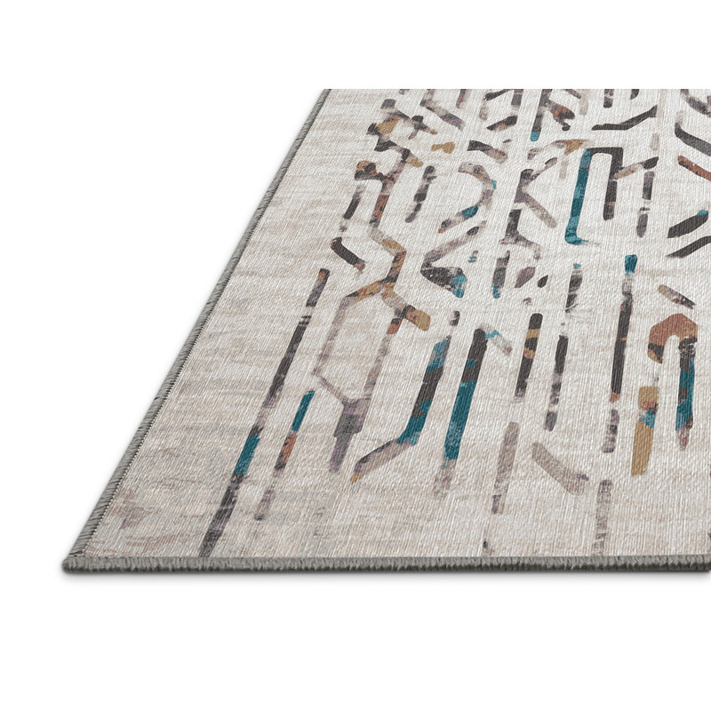 Machine Washable Gray Area Rug, Square 4'