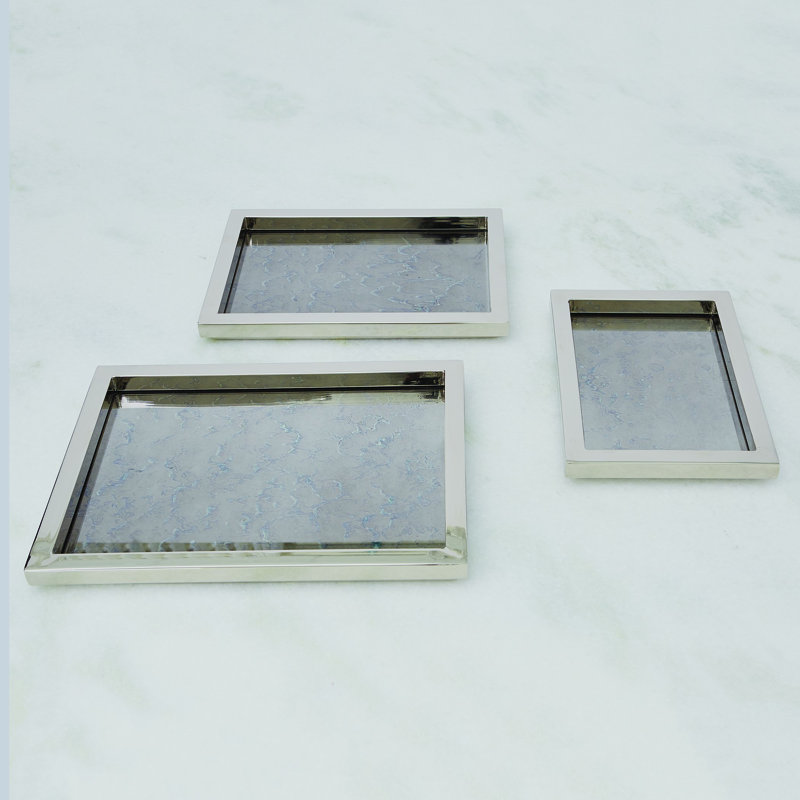 3 Piece Stepped Nesting Tray Set-Nickel