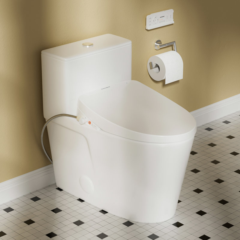 White Ceramic Elongated Dual Flush Bidet Toilet Combo