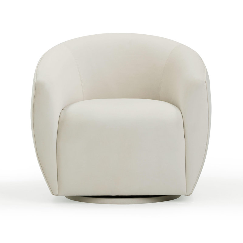 Velvet Swivel Chair, Crème