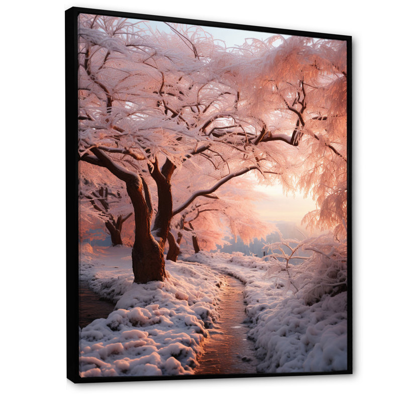«Winter Landscape Frozen Sunlight I», reproduction d'art sur toile, H 20 po x l 12 po x P 1 po, Cadre flottant noir