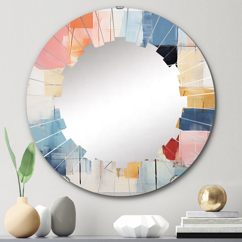 Menkent - Miroir mural Mid-Century rond, 24 po x 24 po
