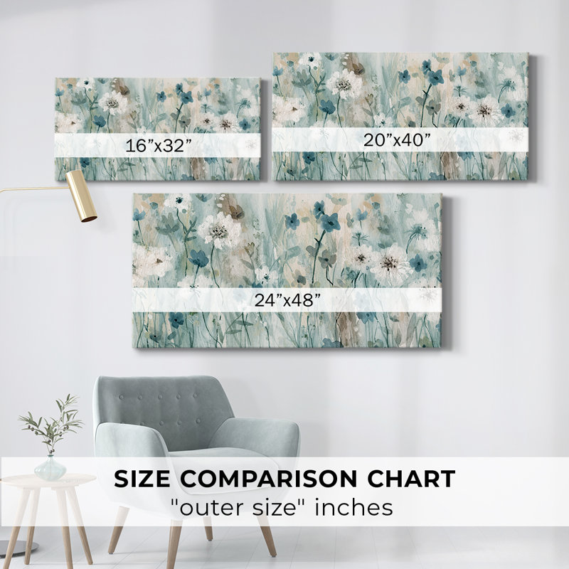 Fleurs sauvages - Toile tendue avec châssis - Prêt à accrocher, H 24 po x l 48 po