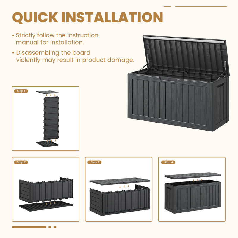 Black 80-Gallon Lockable Resin Outdoor Deck Storage Box