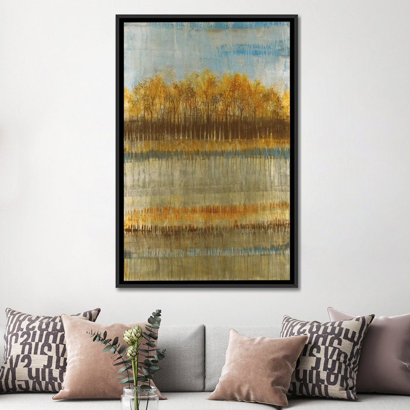 « beach trees », impression sur toile, H 26 po x l 18 po x P 1,5 po, Toile avec cadre noir, Pas de tapis