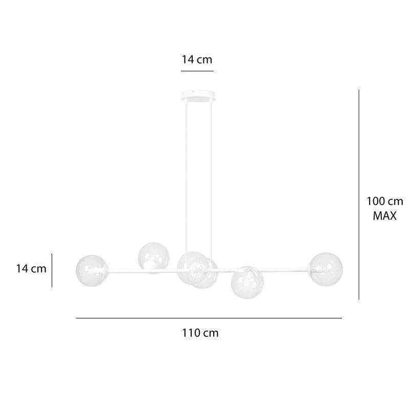 Colbert 6 - Light Kitchen Island Pendant, Transparent, White