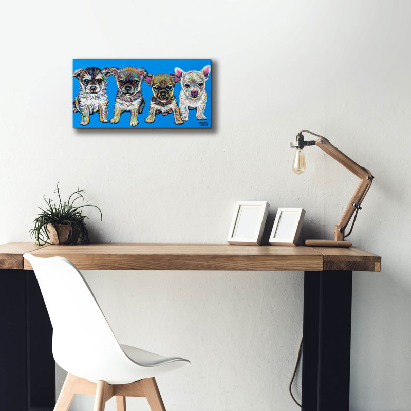 «Chihuahua Pups» par Carolee Vitaletti, H 12 po x l 24 po x P 0,75 po