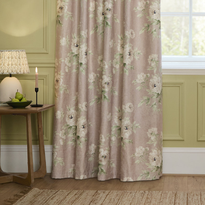 Adele Room Darkening Curtain Panel Pair, Pink, 89.76cm Width x 182cm Drop