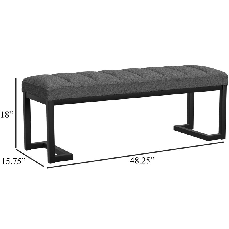 Adileni Boucle Upholstered Tufted Accent Bench Charcoal, Charcoal