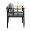 Chaises de patio d'extérieur en aluminium et teck avec coussins gris Florentine