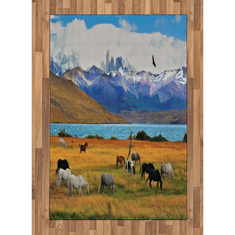 Tapis décoratif long en fibres de polyester haute densité Scenery, Rectangle— 4 pi x 5 pi 8 po
