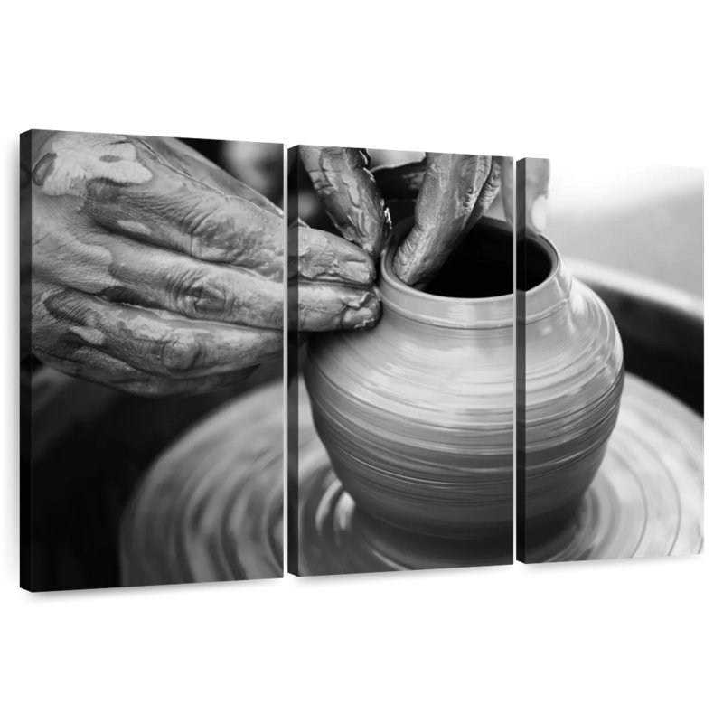 Senne Clay On Pottery Wheel, 48" H x 74" W