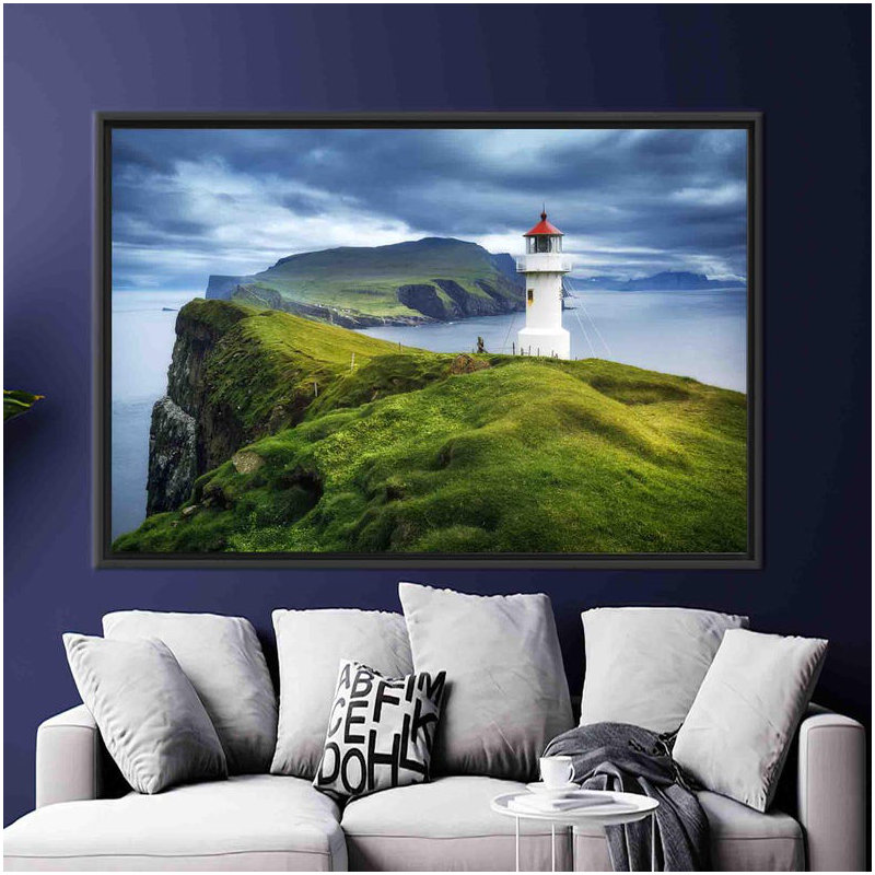 Îles Féroé, art mural Mykines, H 41 po x l 94 po, Noir, Reproduction encadrée sans passe-partout