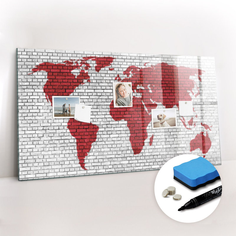 Magnetic Glass Dry Erase Board, Red