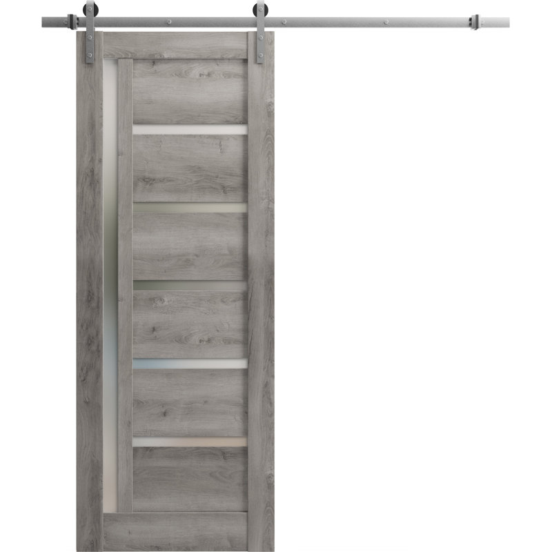 Porte de grange en bois lambrissé sans trousse de quincaillerie d’installation, 24 po x 84 po, Gris Nebraska