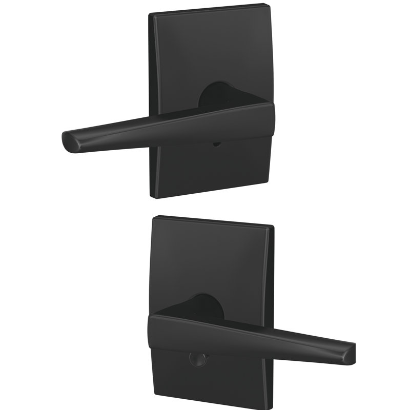 Custom Eller Hall-Closet and Bed-Bath Lever with Century Trim, Matte Black